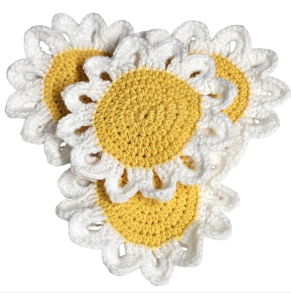 Handmade Other - Crochet Daisy Coasters - SET OF 4